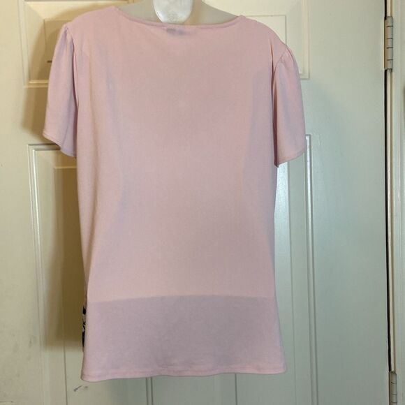 4/$30 ELLE Stretch Floral Pink Women's Top Blouse Size L - Picture 4 of 7